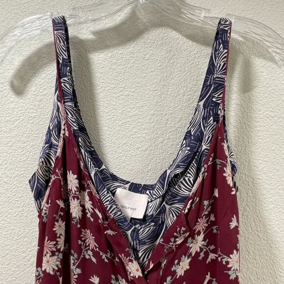 CINQUE à SEPT "Nathalia" 2 Piece Layered Silk Maxi Sundress, Burgundy/Blue - 10 - Picture 8 of 16